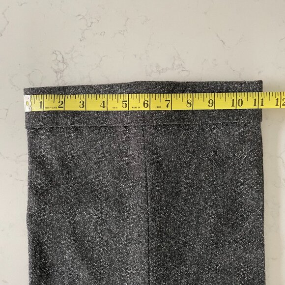 Tory Burch Tweed Virgin Wool Blend Cuffed Lined Pants Ribbon Detail Grey Blk M - Picture 13 of 13